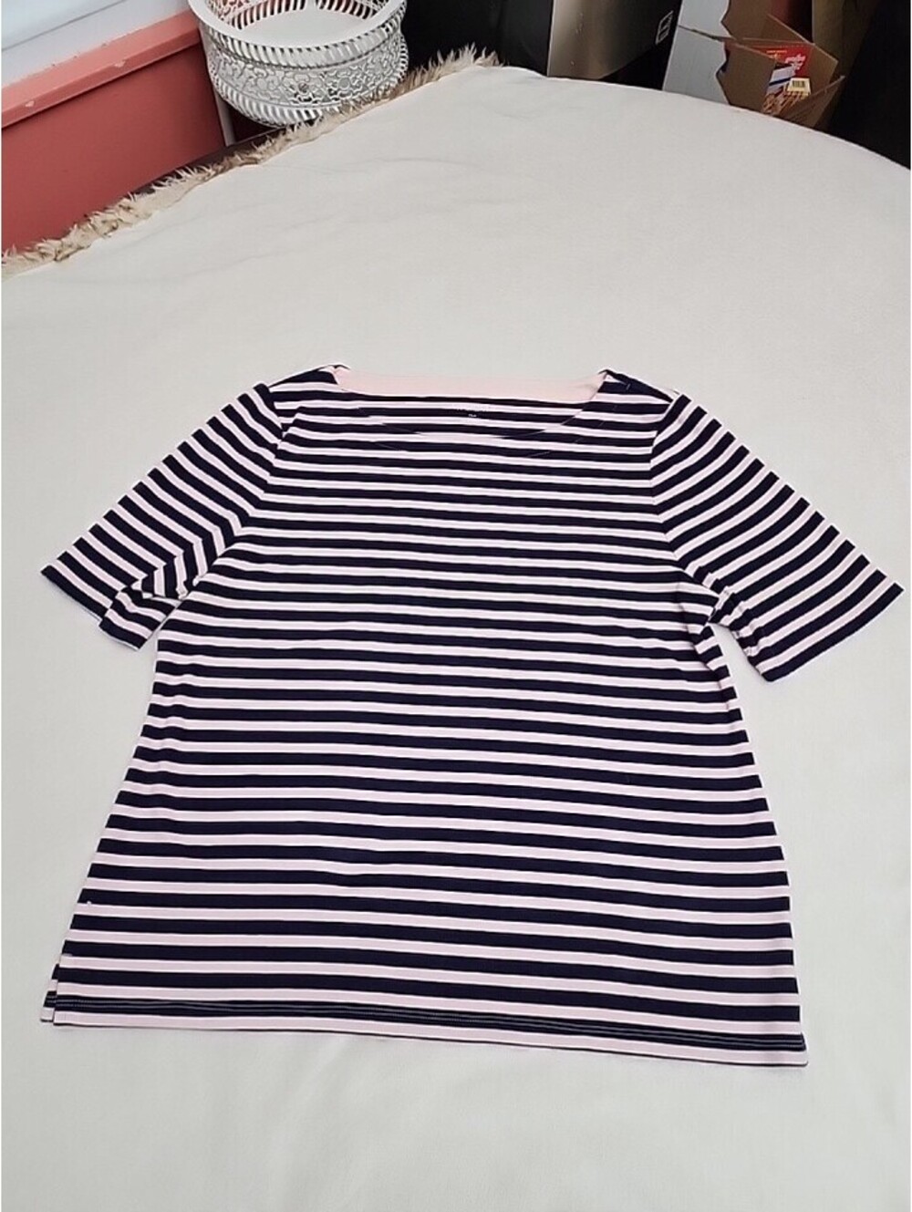 Talbots Petites  womens blouse size XL P striped nautical Vietnam